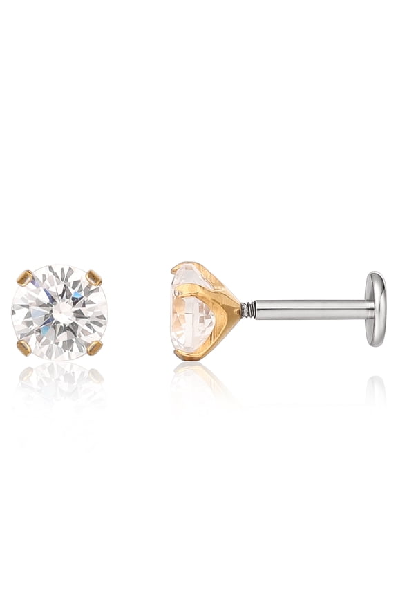 Limerencia Titanium Internally Threaded Flat Back Body Piercing Jewelry, 2 Pack for Men and Women