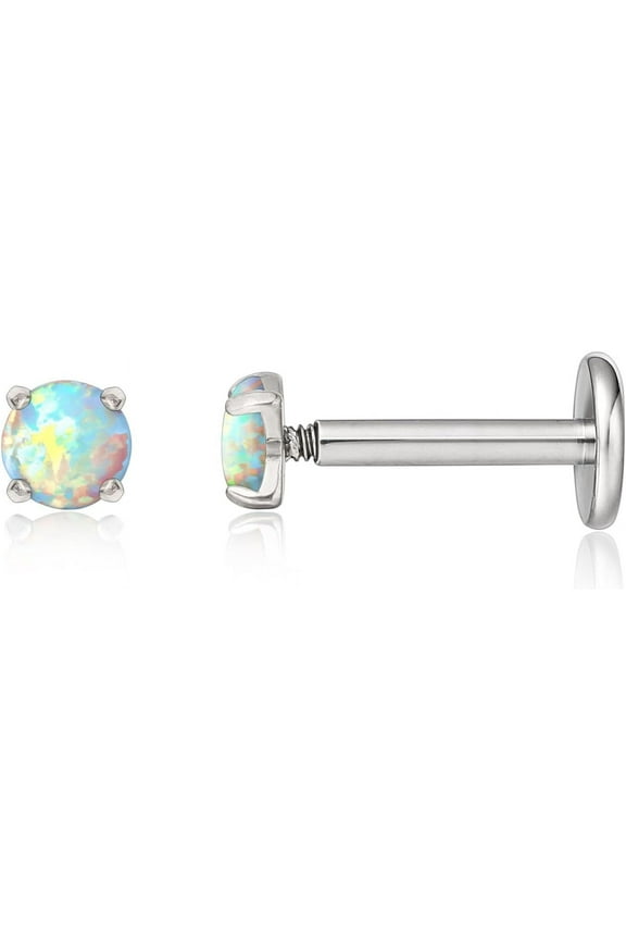 Limerencia Titanium Internally Threaded Tragus Piercing Jewelry, Opal, Piercing Nose Studs, Helix, Cartilage, Labret, Monroe, 2 Count