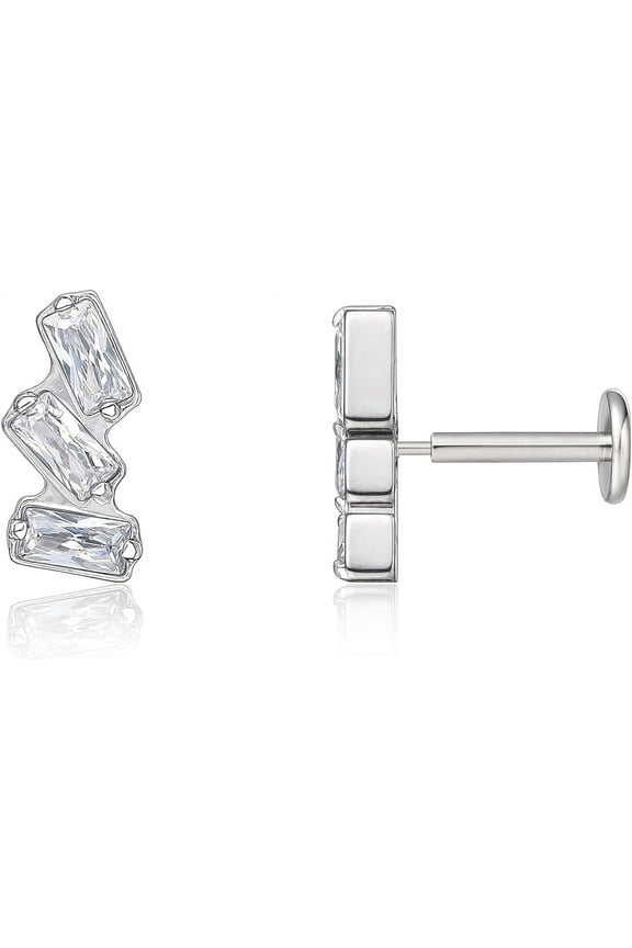 18g White Titanium Stud Earrings, 2-Pack