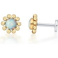 thumbnail image 1 of Limerencia Titanium Jewelry Flat Back Stud Opal Earrings, 18g Titanium, 1 of 8