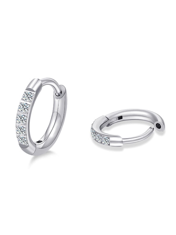 Limerencia Hypoallergenic Titanium Hoop Earrings, White Cubic Zirconia Earrings for Women Gift (8 mm)