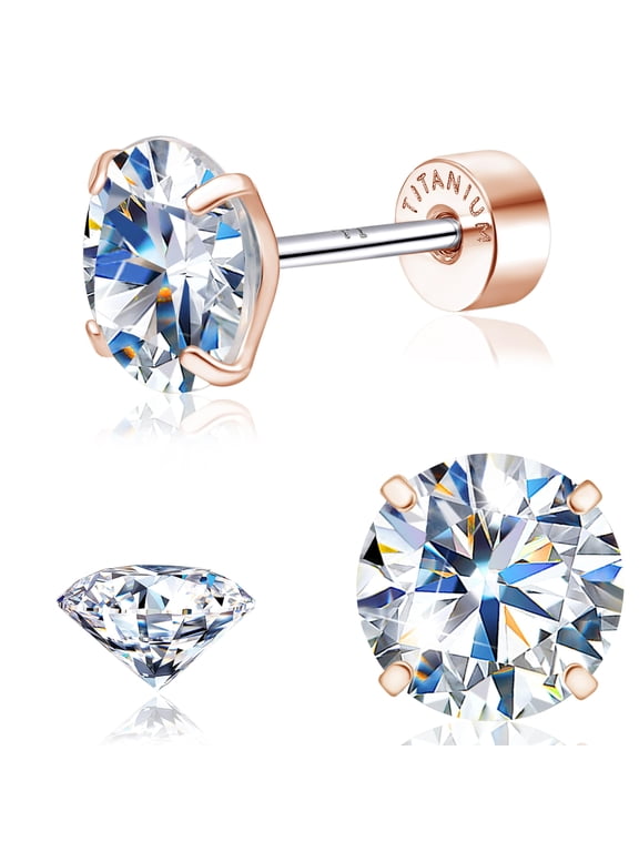 Limerencia Titanium Moissanite Flat Back Stud Earrings for Women and Men,F136 Titanium Hypoallergenic Earring Stud for Multiple Piercings, Sensitive Ears & Daily Wear