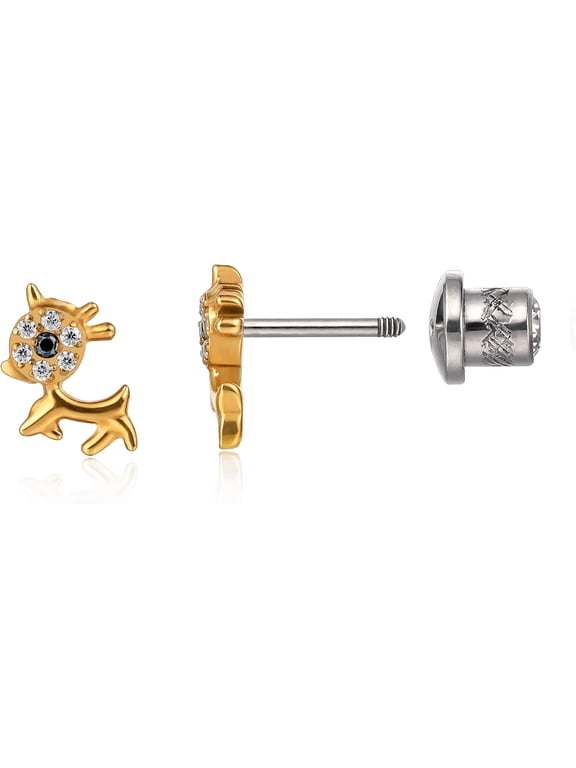 Limerencia Titanium Screw-on Earrings, Hypoallergenic, Puppy Shaped Studs for Women and Men with Sensitive Ears