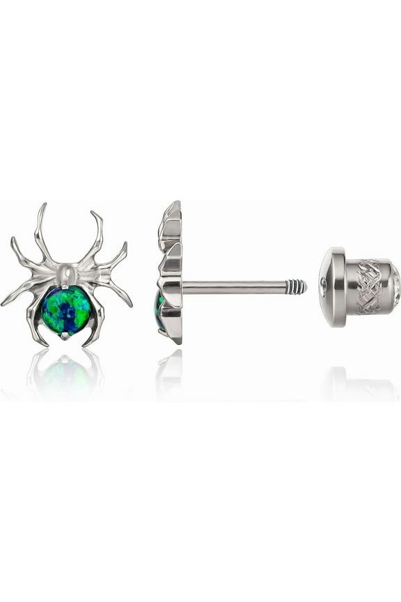 Limerencia Titanium Spiral Earrings, Hypoallergenic, Spider Shape Suitable for Women and Men with Sensitive Ears
