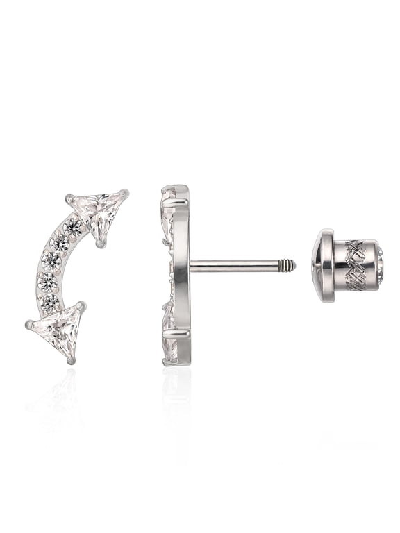 1 Pairs Titanium Screw Back Earrings | Cubic Zirconia Stud for Women Hypoallergenic Double Sided Ear Ringing for Men Cartilage Tragus Earring Piercing Sleeper Jewelry for Sensitive Ears