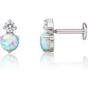 LIMERENCIA TITANIUM JEWELRY Limerencia Titanium Tragus Piercing Jewelry, White Opal Earrings, 2 Pieces