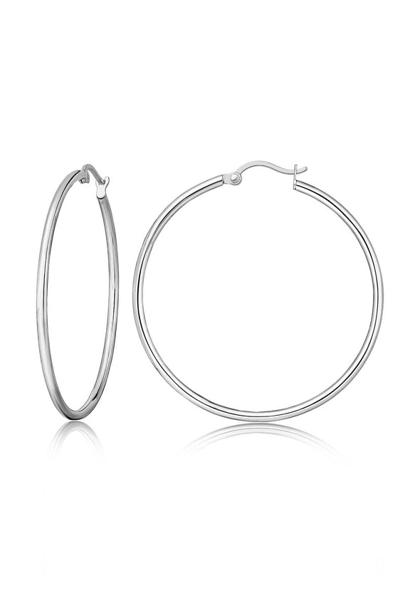 Limerencia hypoallergenic Pure Titanium Twisted Rope Round Hoop Earrings for women (43mm Thin Round Hoop, Silver)…
