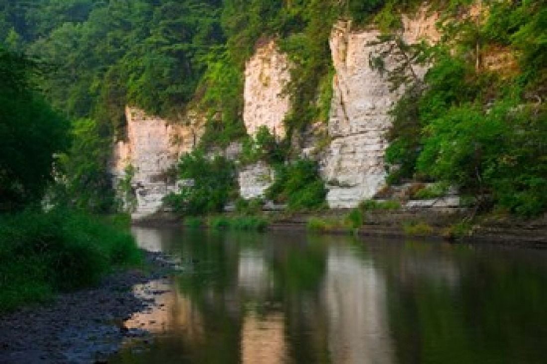 Limestone Bluffs along Upper Iowa River Canvas Art - Panoramic Images (19 x 12)