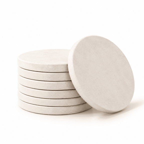 Limestone Water Absorbing Marble Coaster Set - Pack Of 6 Absorbs Condensation And Spills Effectively Neutral Color Toneplements Ho