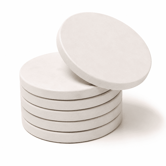 Limestone Water Absorbing Marble Coaster Set - Pack Of 6 Absorbs Condensation And Spills Effectively Neutral Color Toneplements Ho