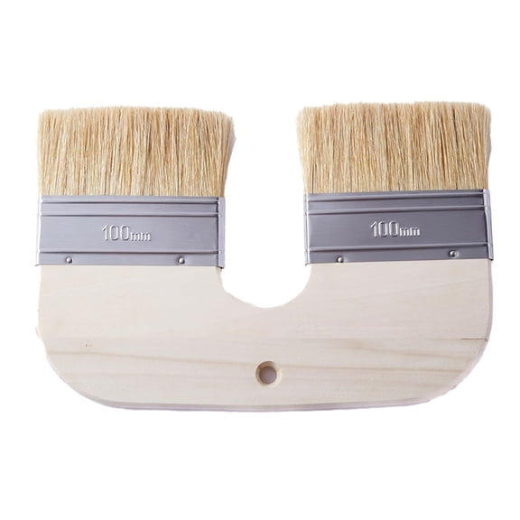 Limewash Paint Brush Natural Bristle - 4 Inch Wide U-Shaped Double Brush for Limewash on Brick and Interior Walls
