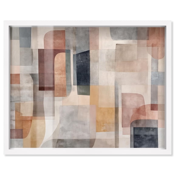 Liminal Shapes I Shadowbox Print Midcentury Art by Art Remedy, White Frame, 30 x 24