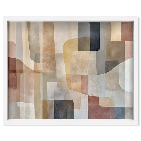 Liminal Shapes III Shadowbox Print Midcentury Art by Art Remedy, White Frame, 24 x 20