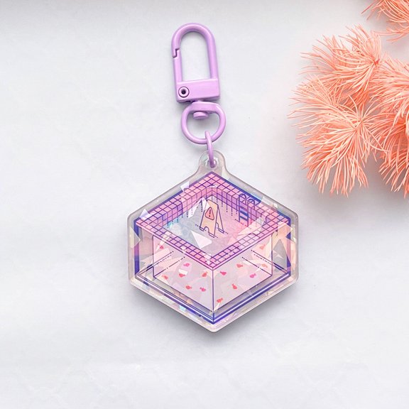 Liminal Space Vaporwave Pool Holographic Keychain Charm (1 keychain)