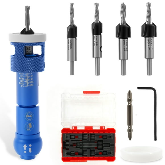Limit Countersink Drill Bit Metal Tapered Countersunk Drill Bit Bi Directional Quick Release Countersink Drill Bit Kit with Scale Adjustable Tapered Drill Bit Suitable for Wood
