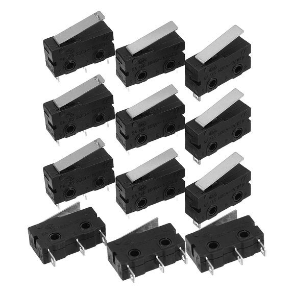 Limit Switch Waterproof 12Pcs Black Plastic Momentary 3 Long Hinge Lever For Industrial Use