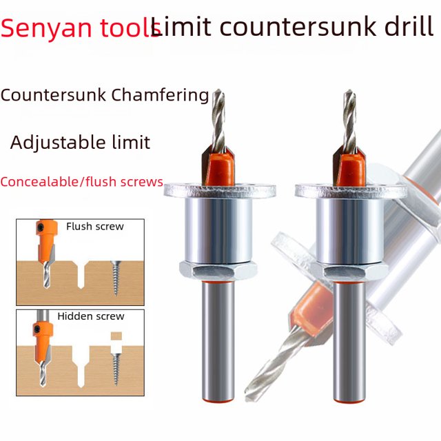 Limit counterbore adjustable position taper hole drill woodworking step drill head screw