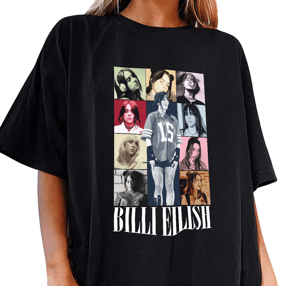 Maglietta Ufficiale Billie Eilish Neon Logo - Navy Blue Unisex Adulti - Foto 1