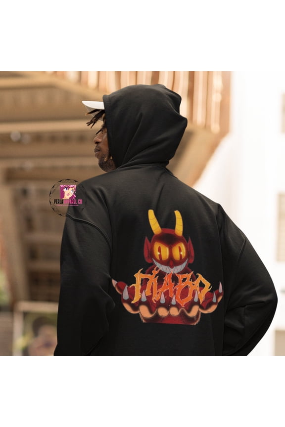 Limited Cuphead Diabo Hoodie - Oversize Diabo Hoodie - Cuphead Hoodie - Mugman Fashion - Mugman Clothing - The Devil Hoodie - The Devil