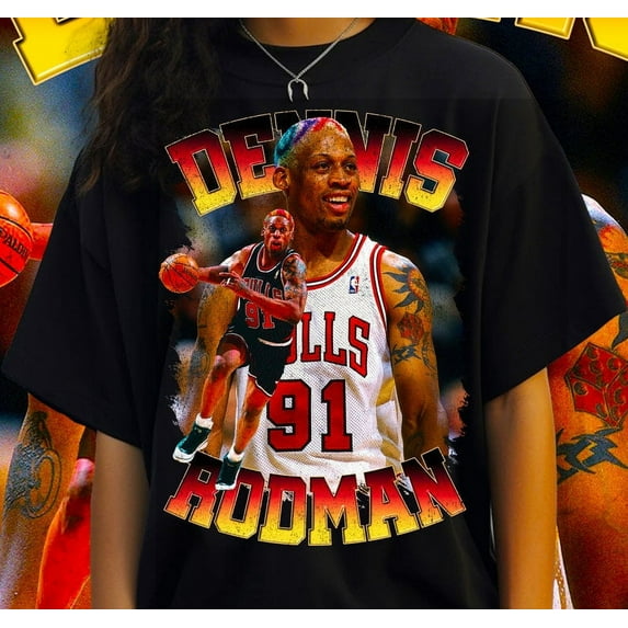 Limited Dennis Rodman Vintage T-Shirt, Unisex Homage Graphic Cotton shirt, Retro 90's Fans T-shirt, Gift For Women and Men
