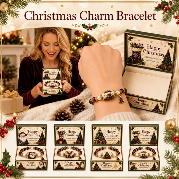 Limited Edition 2026 Christmas Beaded Bracelet Gift Set,Stretchable Adjustable Bead Bracelet with Festive Charm,Winter Holiday Jewelry for Women,Christmas Gift Jewelry