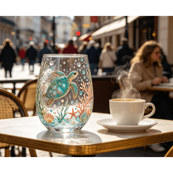 Limited Edition 2026 Faerie Dragon Glass Tea Cup, Mystical Dragons & Floral Design, Unique Fantasy Gift for Lovers of Magic, Fairies & Dragons(Sea Turtle)
