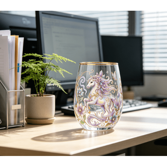 Limited Edition 2026 Faerie Dragon Glass Tea Cup, Mystical Dragons & Floral Design, Unique Fantasy Gift for Lovers of Magic, Fairies & Dragons(Unicorn)