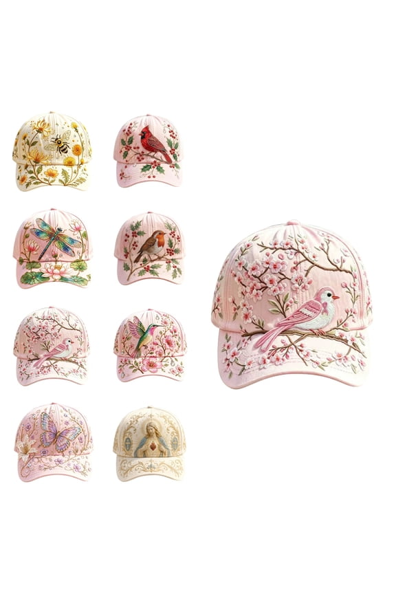 Limited Edition 2026 Garden Morning Baseball Cap, Adjustable Cotton Hummingbird Flowers Baseball Hat, Lightweight Breathable,Style E