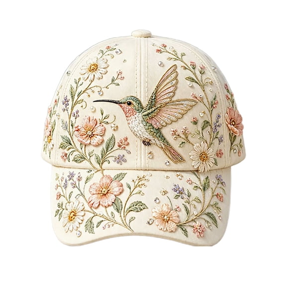 Limited Edition 2026 Garden Morning Baseball Cap, Cotton Hummingbird Flowers Hat, Lightweight Breathable Adjustable Baseball Hat