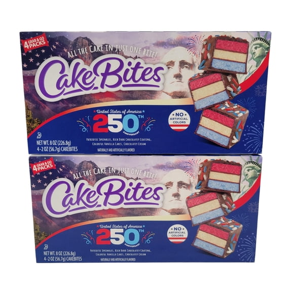 Limited Edition Cake Bites United States of America 250th Anniversary, 4 count Box, Pack of 2