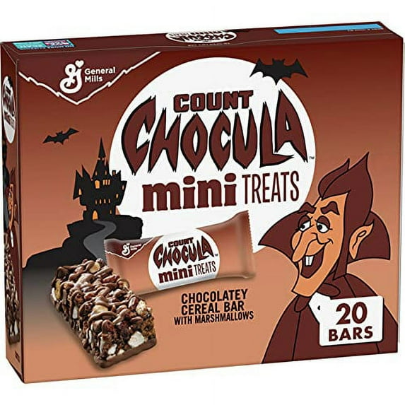 Limited Edition Count Chocula Mini Treat Bars, Chocolatey Cereal Bar With Marshmallows, 20 Count