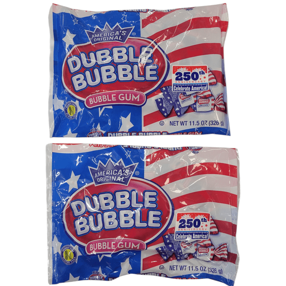 Limited Edition Dubble Bubble Patriotic Flag Chewing Gum, 11.5 oz Bag, 2 Pack