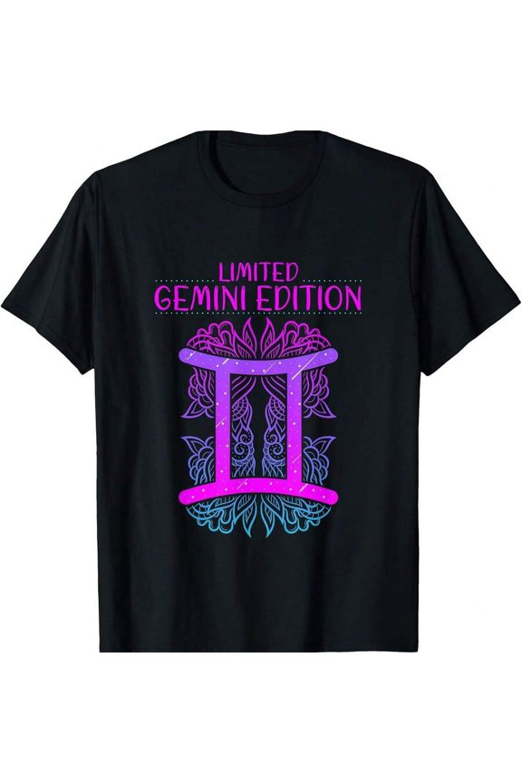 Limited Edition Gemini Zodiac Sign Spirit T-Shirt In Black