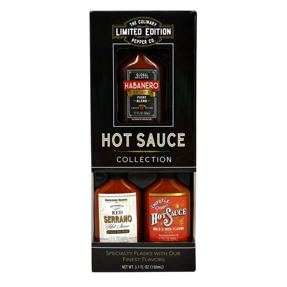 Limited Edition Hot Sauce Gift Set by Culinary Pepper Co, 3 Flavors, 5.1 fl oz, 1 Ct