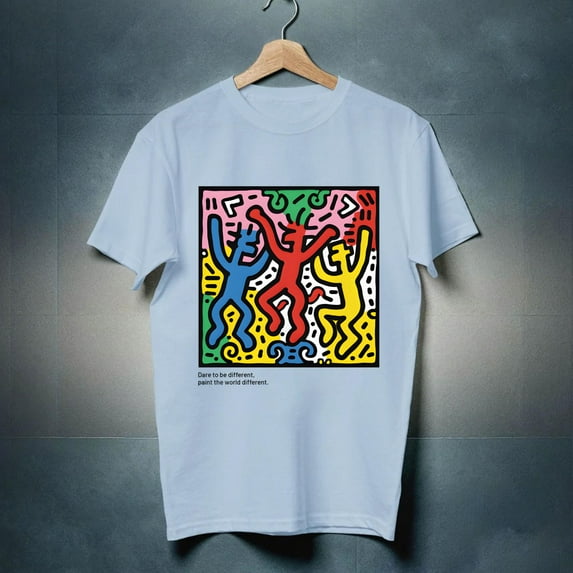 Limited Edition Keith Haring T shirt Limited Edition shirt Retro Graphic T shirt Unique Design-White-TH37597