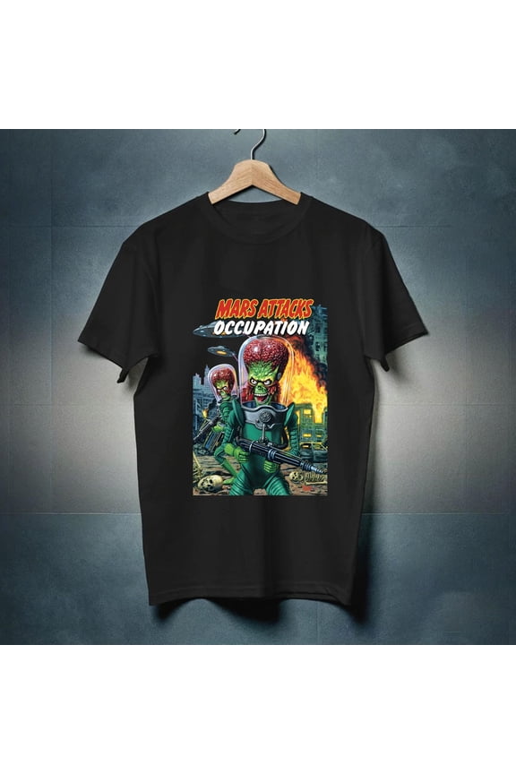 Limited Edition Mars Attack 1996 Occupation T shirt Movie Poster All s S To -TH38974