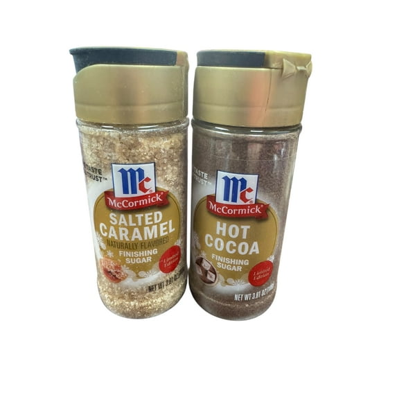 Limited Edition McCormick Holiday Finishing Sugar Variety Pack - 2 Flavors - Salted Caramel, Hot Cocoa