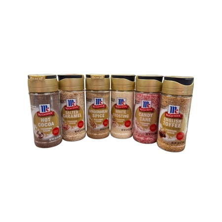 Limited Edition McCormick Holiday Finishing Sugar Variety Pack - 6 Flavors - Hot Cocoa, English Toffee, Candy Cane, Gingerbread, Salted Caramel, & White Frosting
