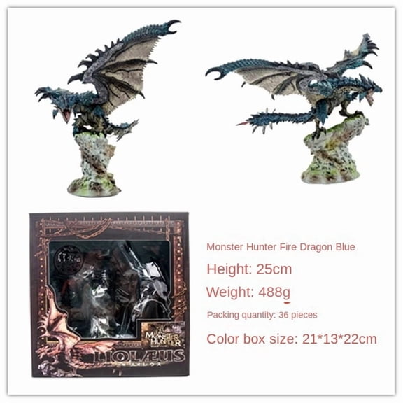 Limited Edition Monster Hunter Dragon Figure Set, Boxed Silver & Azure Rathalos Collectible Statue