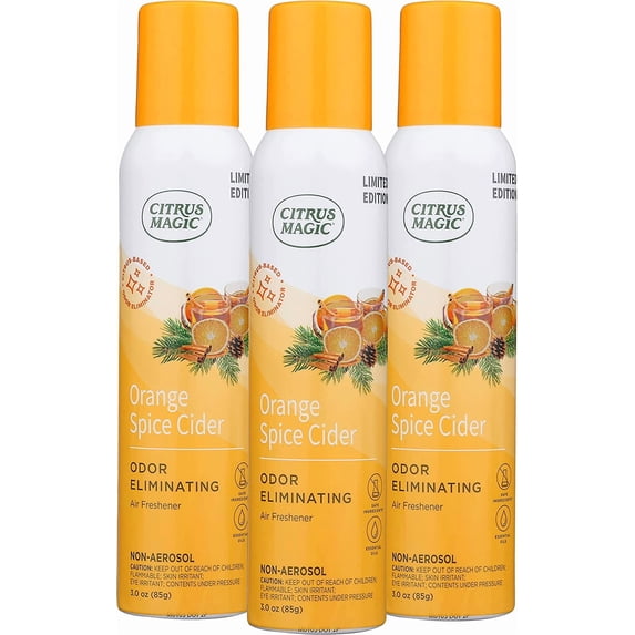 Limited Edition Natural Odor Eliminating Air Freshener Spray, Orange Spice Cider, 3-Ounce, Pack of 3