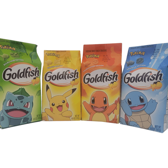 Limited Edition Pokemon Goldfish - 4 Pack: Squirtle, Charmander, Bulbasaur, and Pikachu Edition
