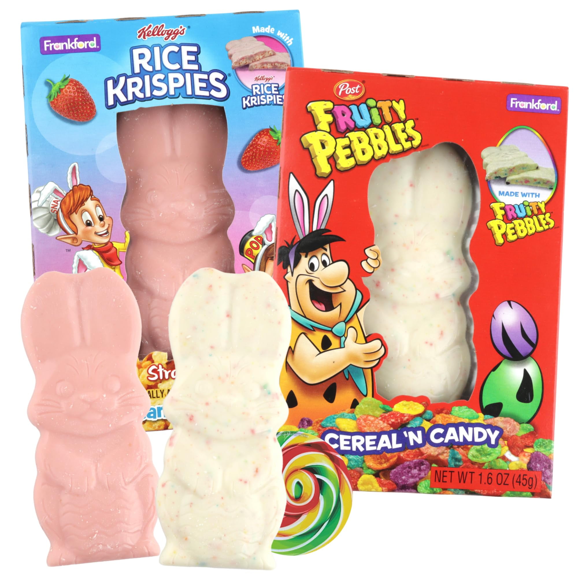 Limited Edition Strawberry Rice Krispies and Fruity Pebbles Bunnies, Smooth and Creamy Easter Candy, Basket Stuffer Treats, 1.6 Ounces (Pack of 2)