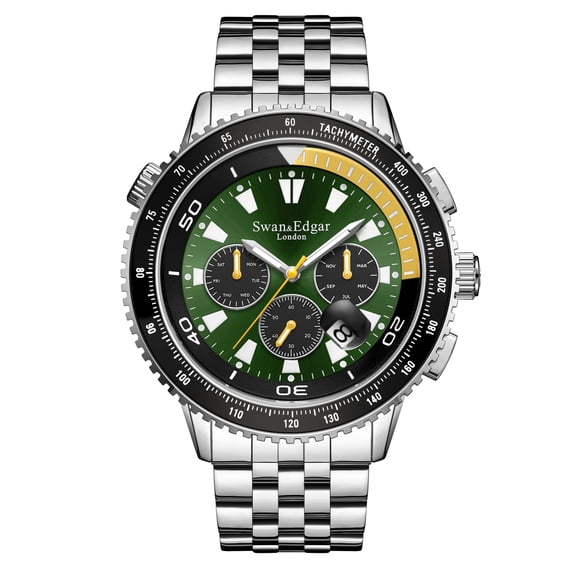 Limited Edition Swan & Edgar Hand Assembled Lap Timer Automatic - Steel Green