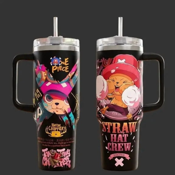 Limited Edition Tony Chopper Anime Straw Hat Crew, Gift For Chopper Fans, 40oz Tumbler With Handle, Stainless Steel Insulated Travel Cup for Hot and Cold Drinks