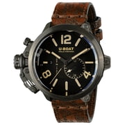Limited Edition U-Boat Capsule Automatic Titanium Black Dial Brown Leather Strap Date Mens Watch 8805
