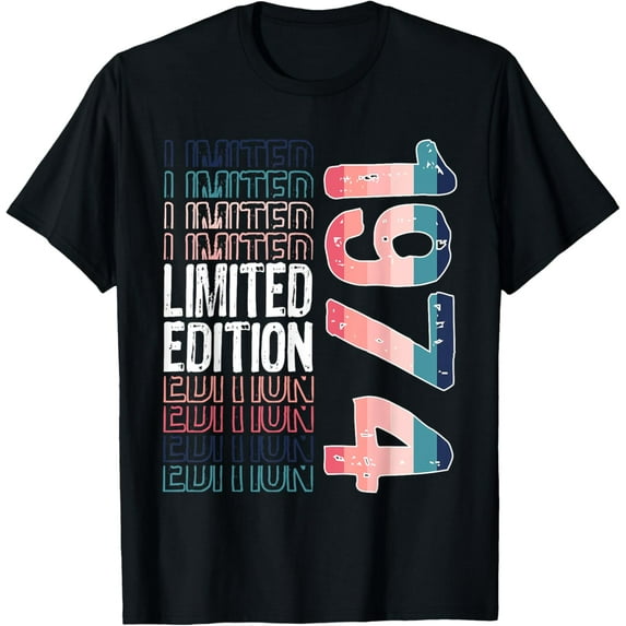 Limited Edition Vintage 1974 Retro Birthday T-ShirtMen and women, Black T-shirt, size: Extra large S-4XL