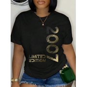 Limited Edition Vintage 2007 Boy Girl 19th Birthday T-Shirt Graphic Tee summer Tops For Women Round Neck Fashion Cotton shirts
