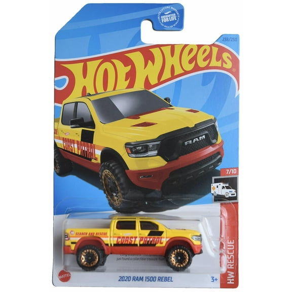 Matchbox Hot Wheels 2020 Ram 1500 Rebel, HW Rescue 7/10 [Yellow] Regular Treasure Hunt 238/250