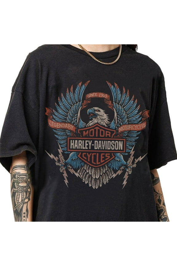 Limited Harley Davidson Electric Eagle 90s Vintage Bootleg Style T-Shirt, Classic Retro Graphic Unisex Tee Gift For Men and Women