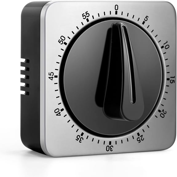 Limited Offer!100% Mechanical Kitchen Timer - No Batteries! Loud Alarm Magnetic Backing Stainless Steel Countdown Clock for Cooking & Baking
